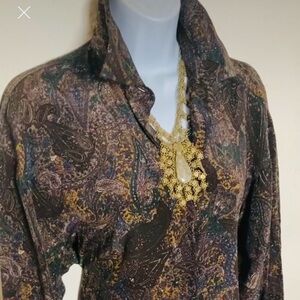 Very Vintage Burberry Silk Paisley Blouse M